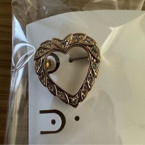 Gold Heart Brooch with Silver Accents